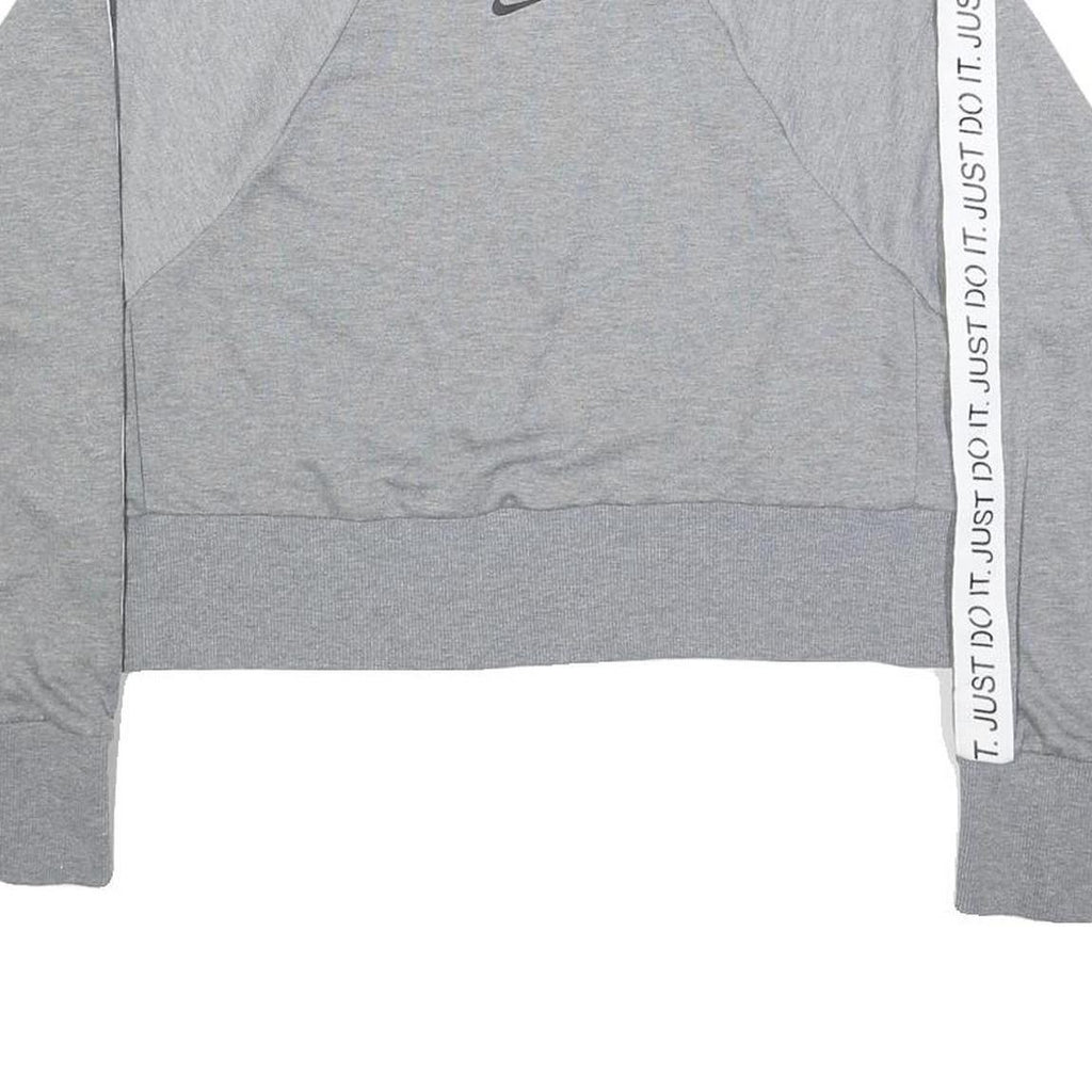 NIKE Womens Grey Crew Neck S Sweatshirt Cotton Blend Just Do It Tape