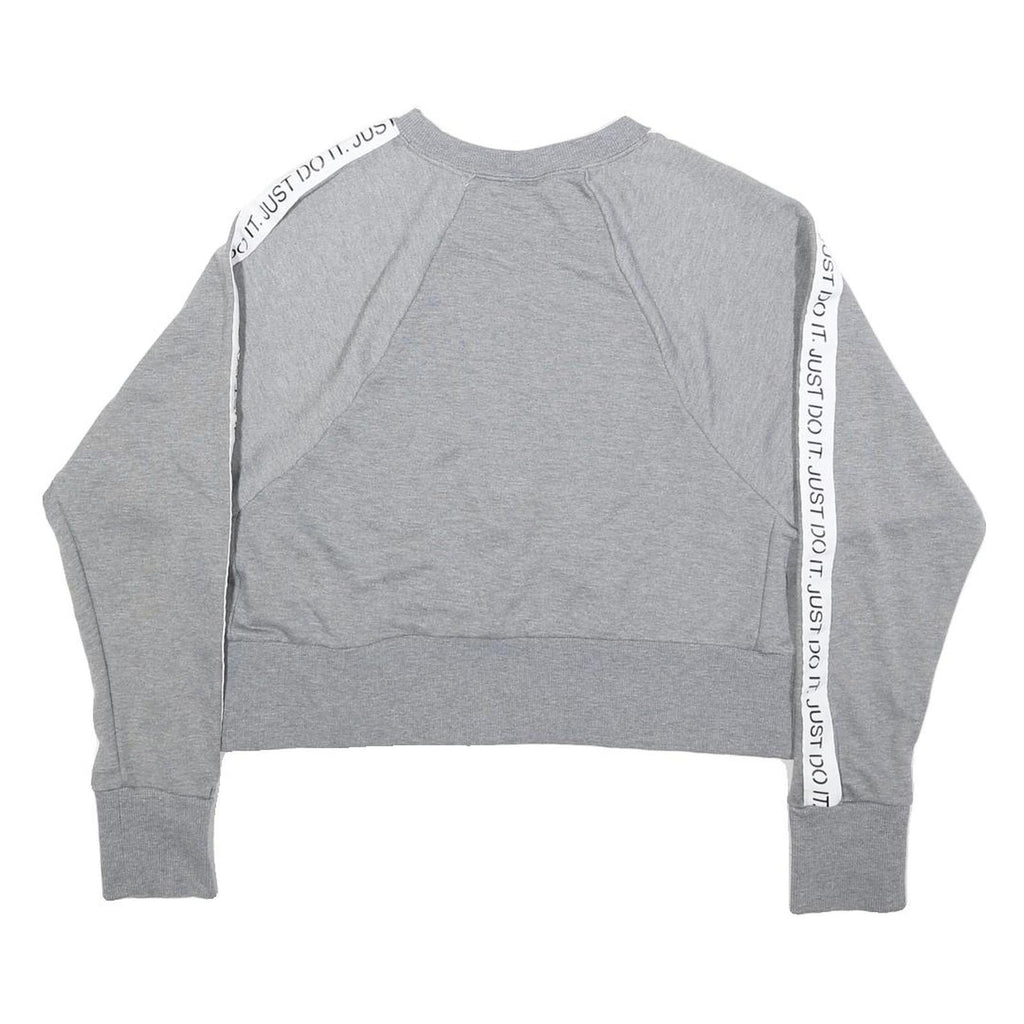 NIKE Womens Grey Crew Neck S Sweatshirt Cotton Blend Just Do It Tape