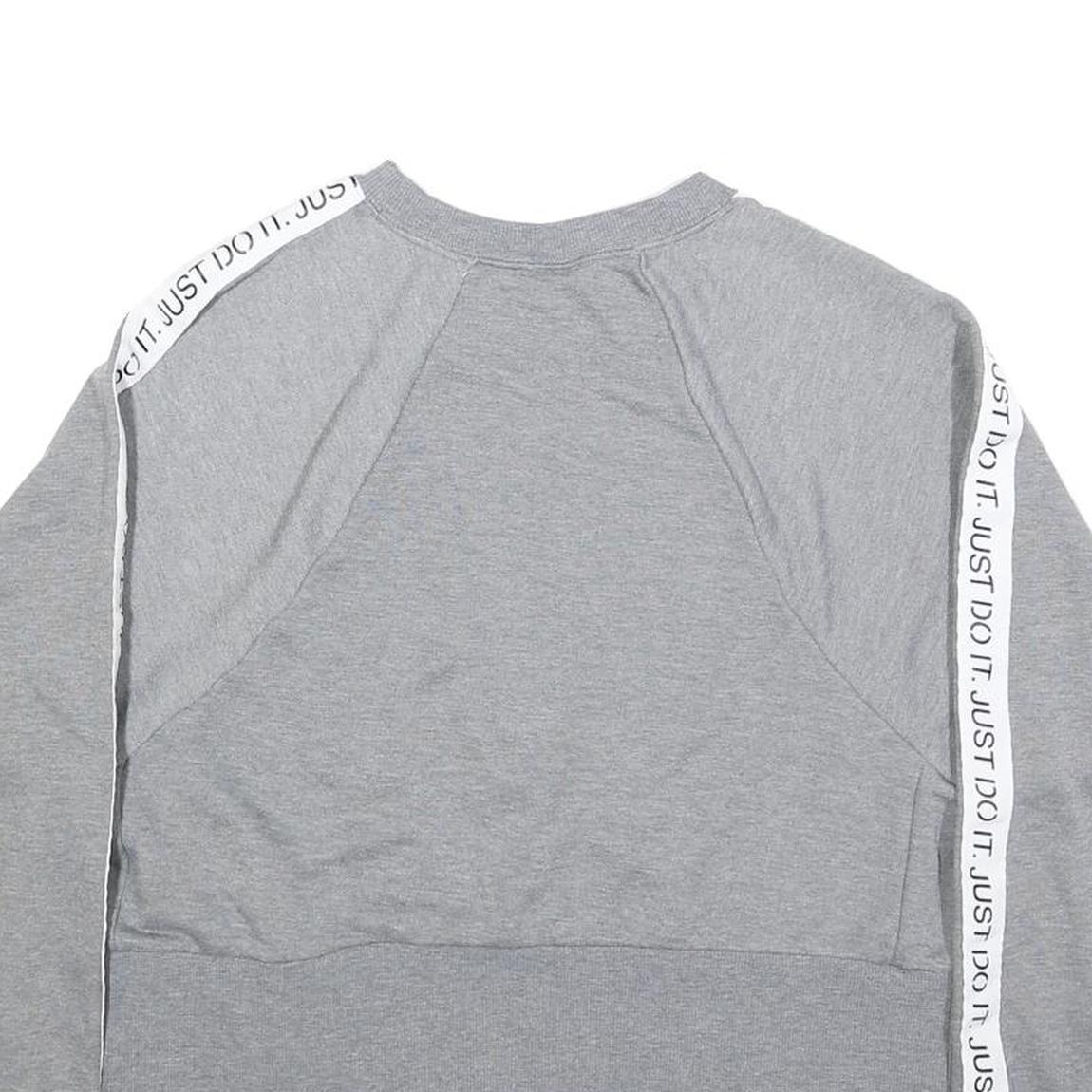 NIKE Womens Grey Crew Neck S Sweatshirt Cotton Blend Just Do It Tape