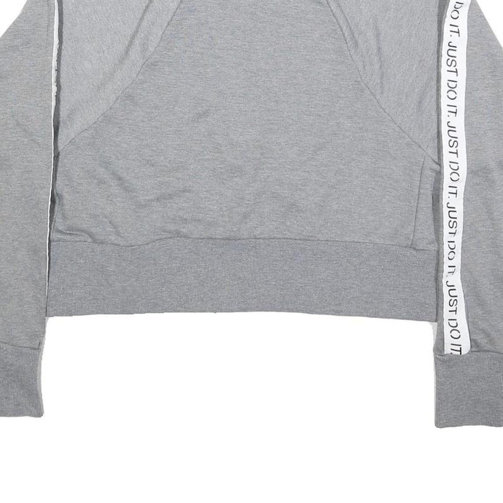 NIKE Womens Grey Crew Neck S Sweatshirt Cotton Blend Just Do It Tape