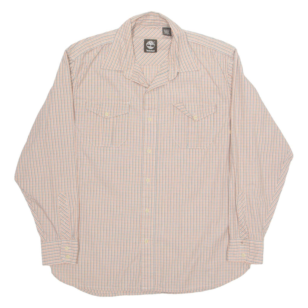 TIMBERLAND Mens Shirt Orange Plaid Long Sleeve L