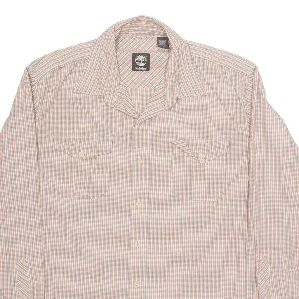 TIMBERLAND Mens Shirt Orange Plaid Long Sleeve L