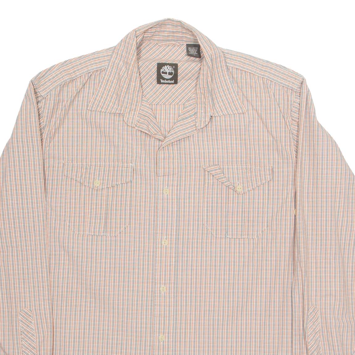 TIMBERLAND Mens Shirt Orange Plaid Long Sleeve L