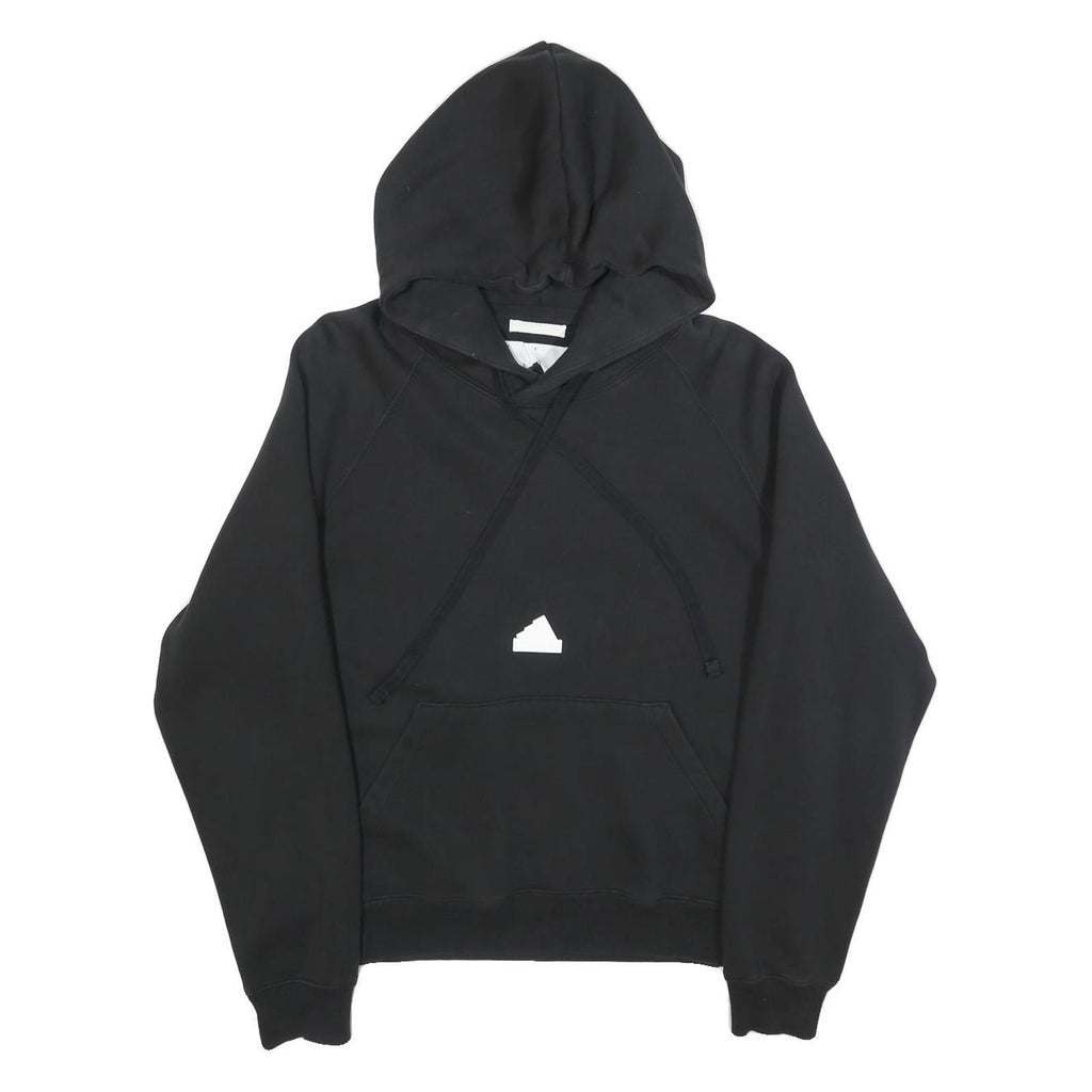 ADIDAS Mens Black Hoodie S Cotton Blend Pullover Casual Sportswear