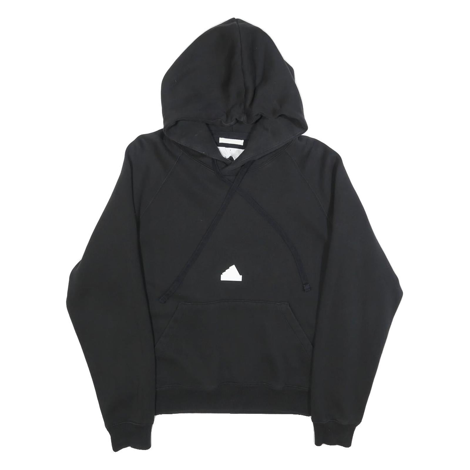 ADIDAS Mens Black Hoodie S Cotton Blend Pullover Casual Sportswear