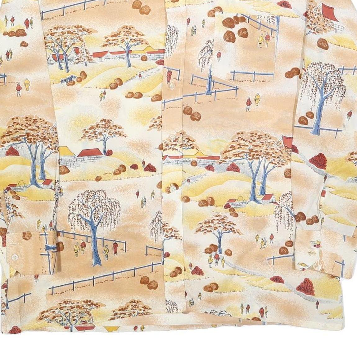 SUTTON PLACE Mens Beige Printed Shirt XL Scenic Pattern Casual Wear