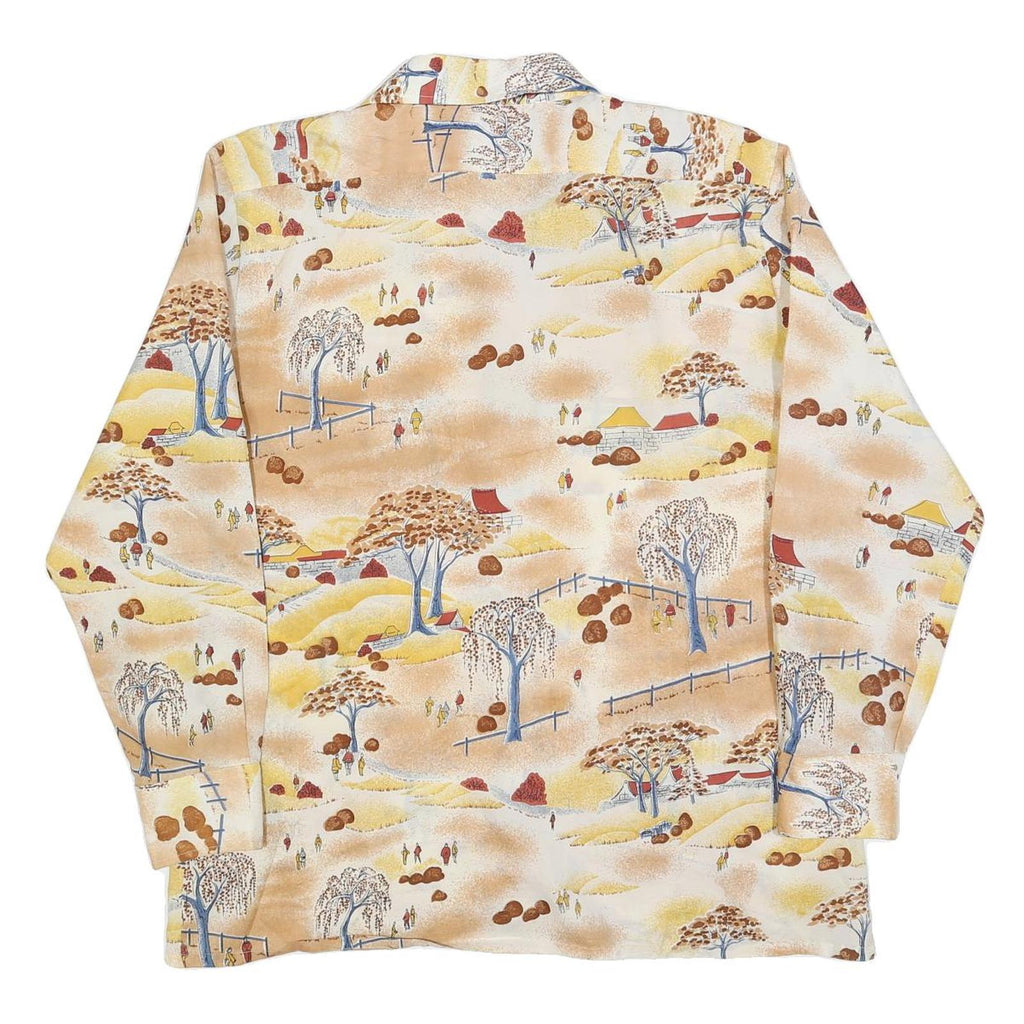 SUTTON PLACE Mens Beige Printed Shirt XL Scenic Pattern Casual Wear