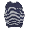 TIMBERLAND Womens Blue & Grey Striped Pattern Linen Blend Jumper Crew Neck Basic