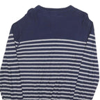TIMBERLAND Womens Blue & Grey Striped Pattern Linen Blend Jumper Crew Neck Basic