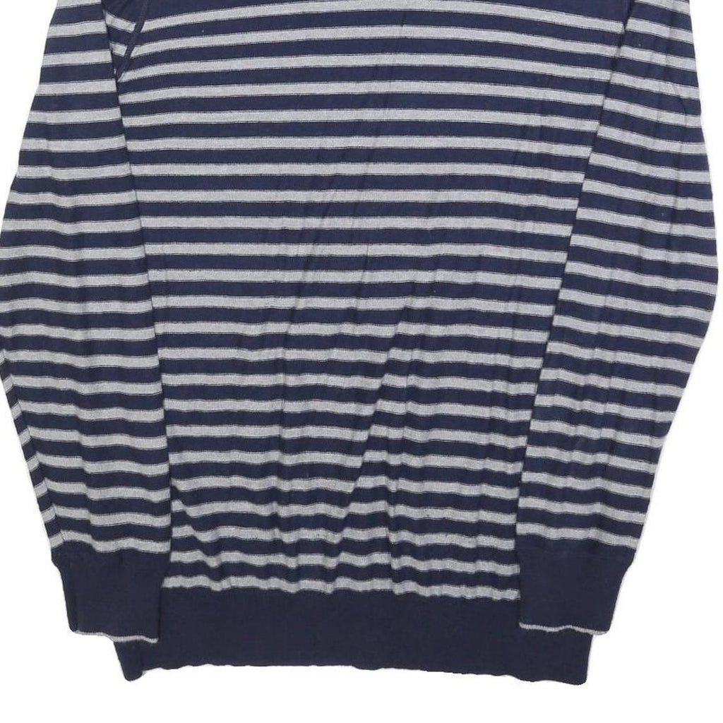 TIMBERLAND Womens Blue & Grey Striped Pattern Linen Blend Jumper Crew Neck Basic