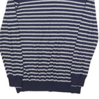 TIMBERLAND Womens Blue & Grey Striped Pattern Linen Blend Jumper Crew Neck Basic