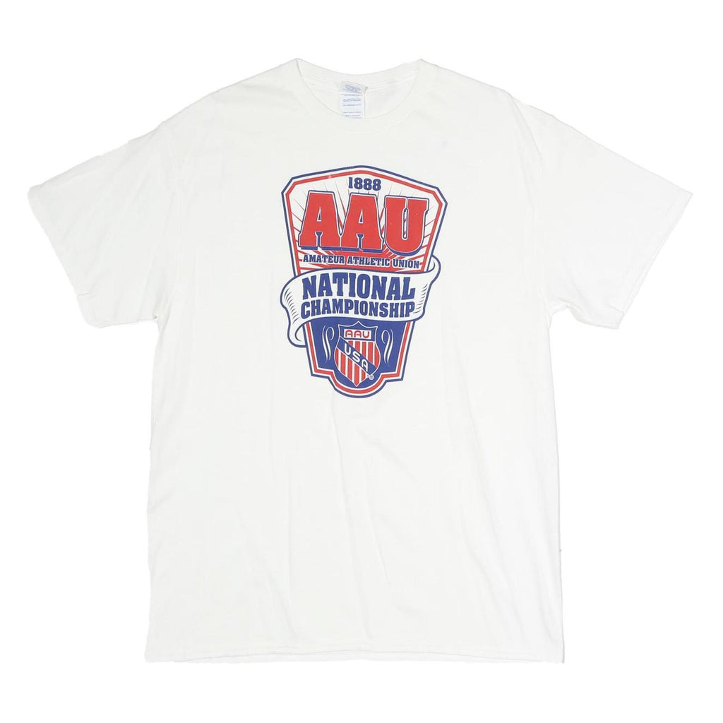DELTA Mens White AAU National Championship Graphic T-Shirt M Short Sleeve Crew