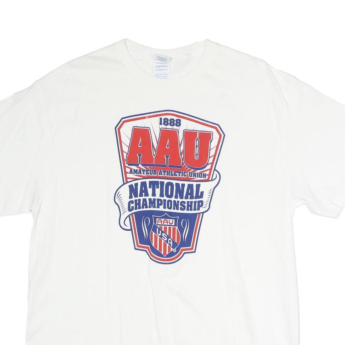 DELTA Mens White AAU National Championship Graphic T-Shirt M Short Sleeve Crew