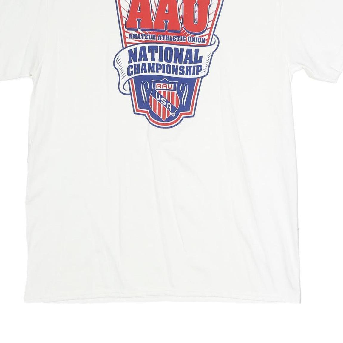 DELTA Mens White AAU National Championship Graphic T-Shirt M Short Sleeve Crew