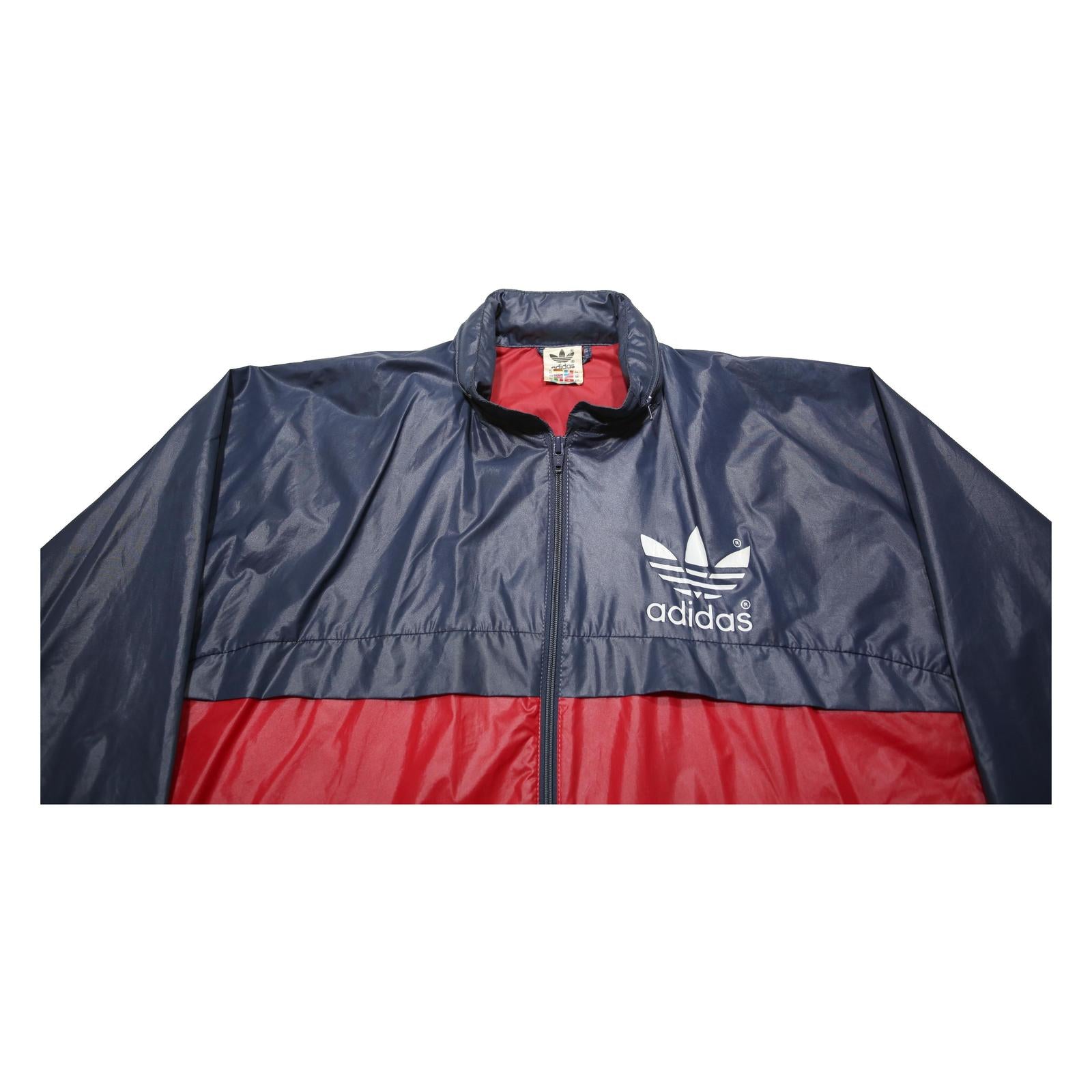 ADIDAS Mens Navy & Red Track Jacket M Polyamide Colourblock Zip