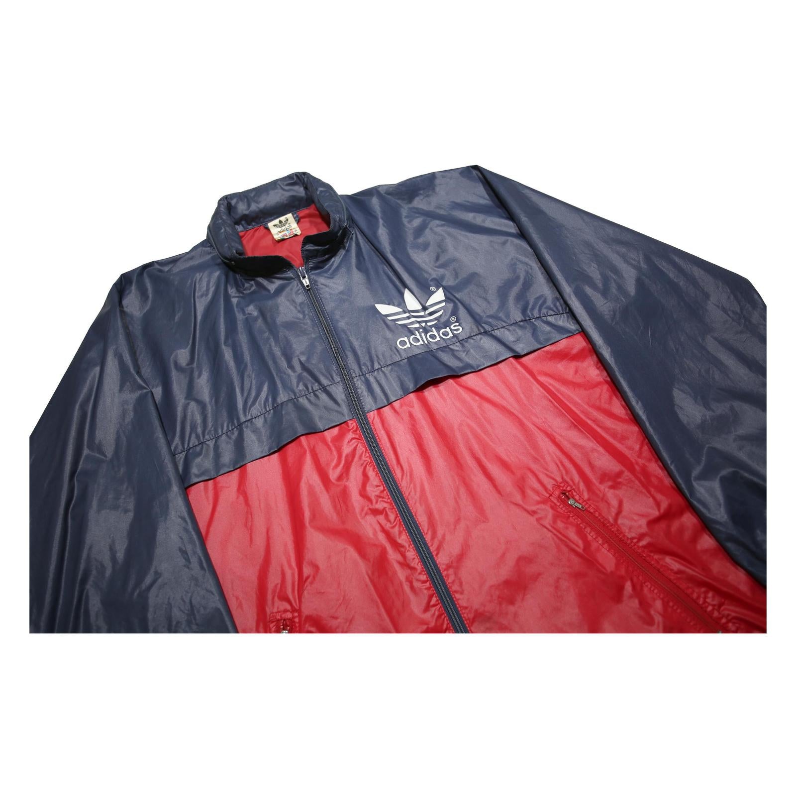 ADIDAS Mens Navy & Red Track Jacket M Polyamide Colourblock Zip