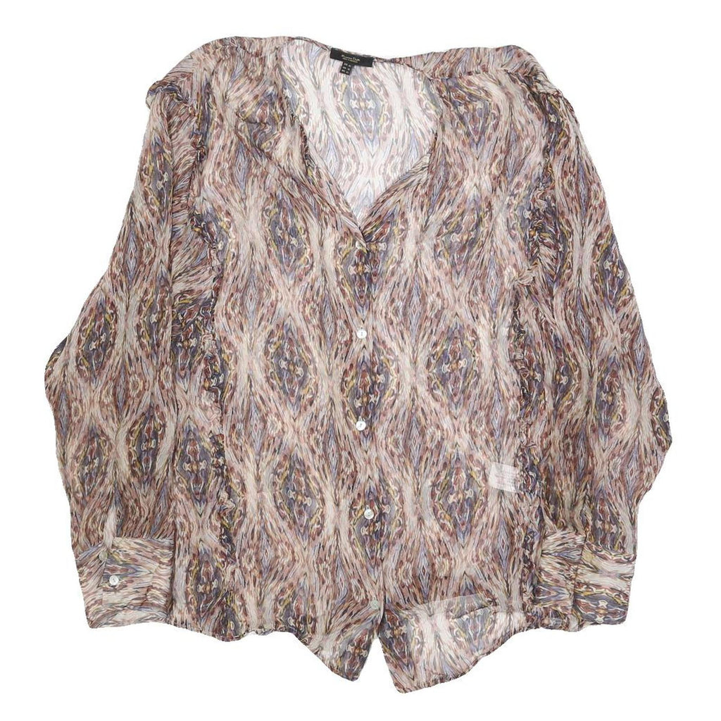 MASSIMO DUTTI Womens Printed Blouse Long Sleeve V-Neck L Lightweight