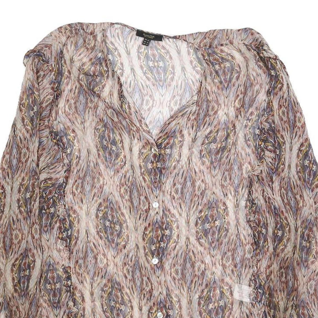 MASSIMO DUTTI Womens Printed Blouse Long Sleeve V-Neck L Lightweight