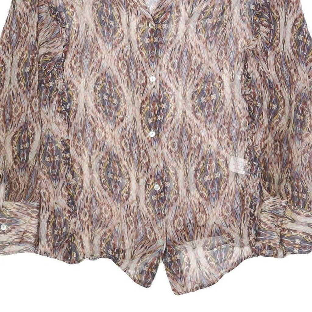 MASSIMO DUTTI Womens Printed Blouse Long Sleeve V-Neck L Lightweight