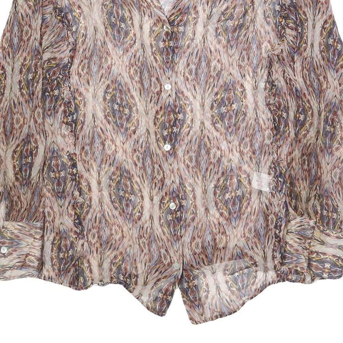 MASSIMO DUTTI Womens Printed Blouse Long Sleeve V-Neck L Lightweight