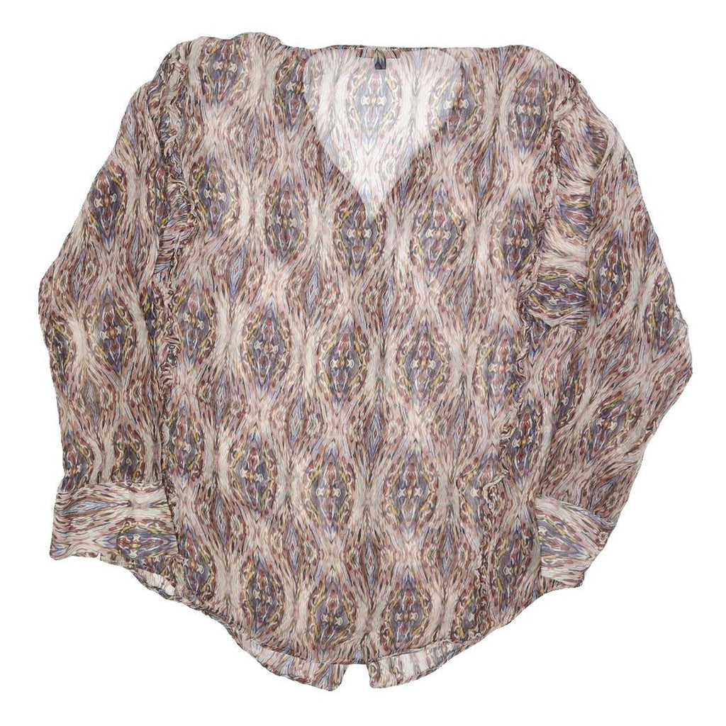 MASSIMO DUTTI Womens Printed Blouse Long Sleeve V-Neck L Lightweight