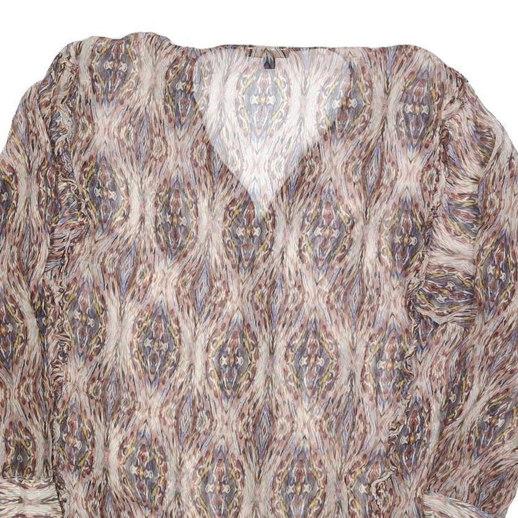 MASSIMO DUTTI Womens Printed Blouse Long Sleeve V-Neck L Lightweight