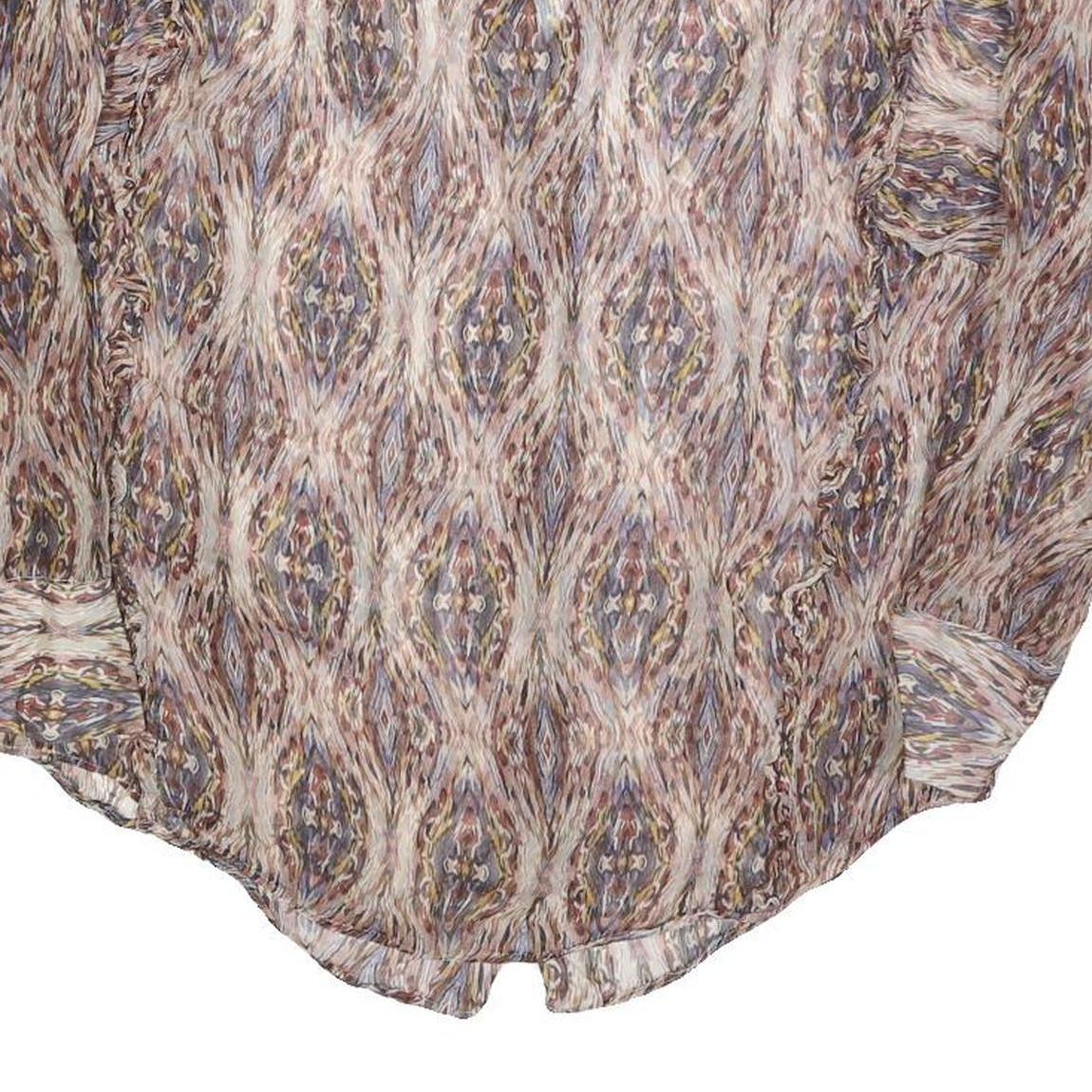 MASSIMO DUTTI Womens Printed Blouse Long Sleeve V-Neck L Lightweight