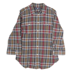 POLO SPORT RALPH LAUREN Mens Red Brown Check Shirt S Cotton Button Front Casual