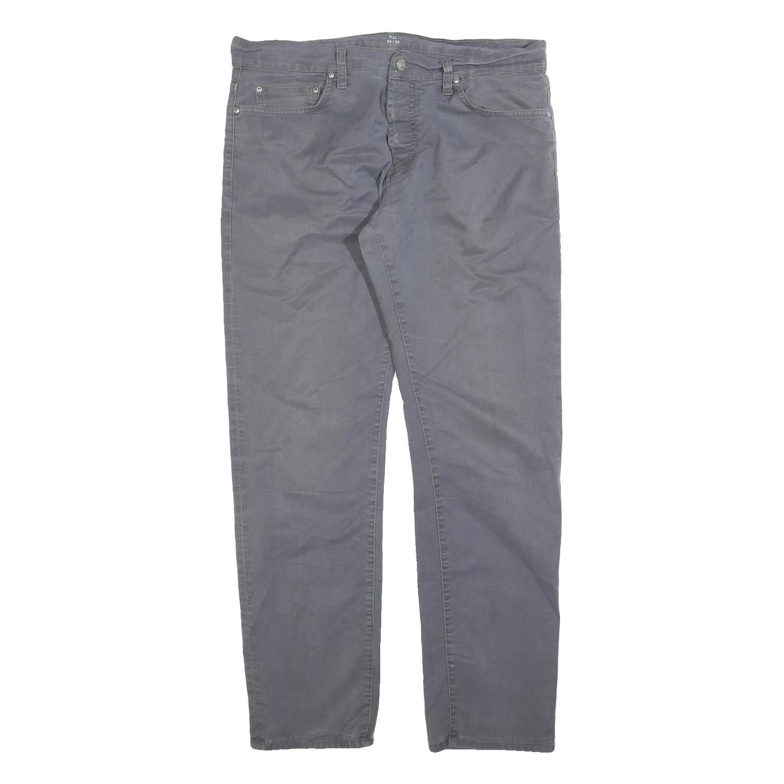 CARHARTT Mens Cotton Grey Slim Straight Trousers W34 L32 Casual Workwear Zip