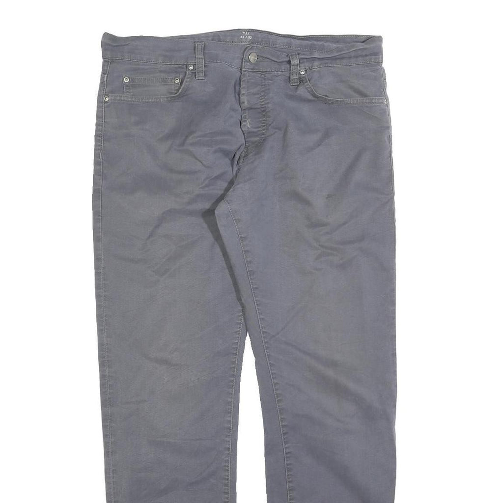 CARHARTT Mens Cotton Grey Slim Straight Trousers W34 L32 Casual Workwear Zip