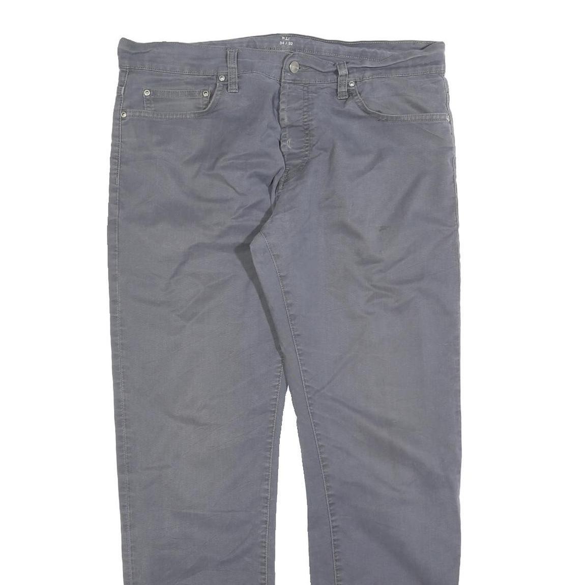 CARHARTT Mens Cotton Grey Slim Straight Trousers W34 L32 Casual Workwear Zip