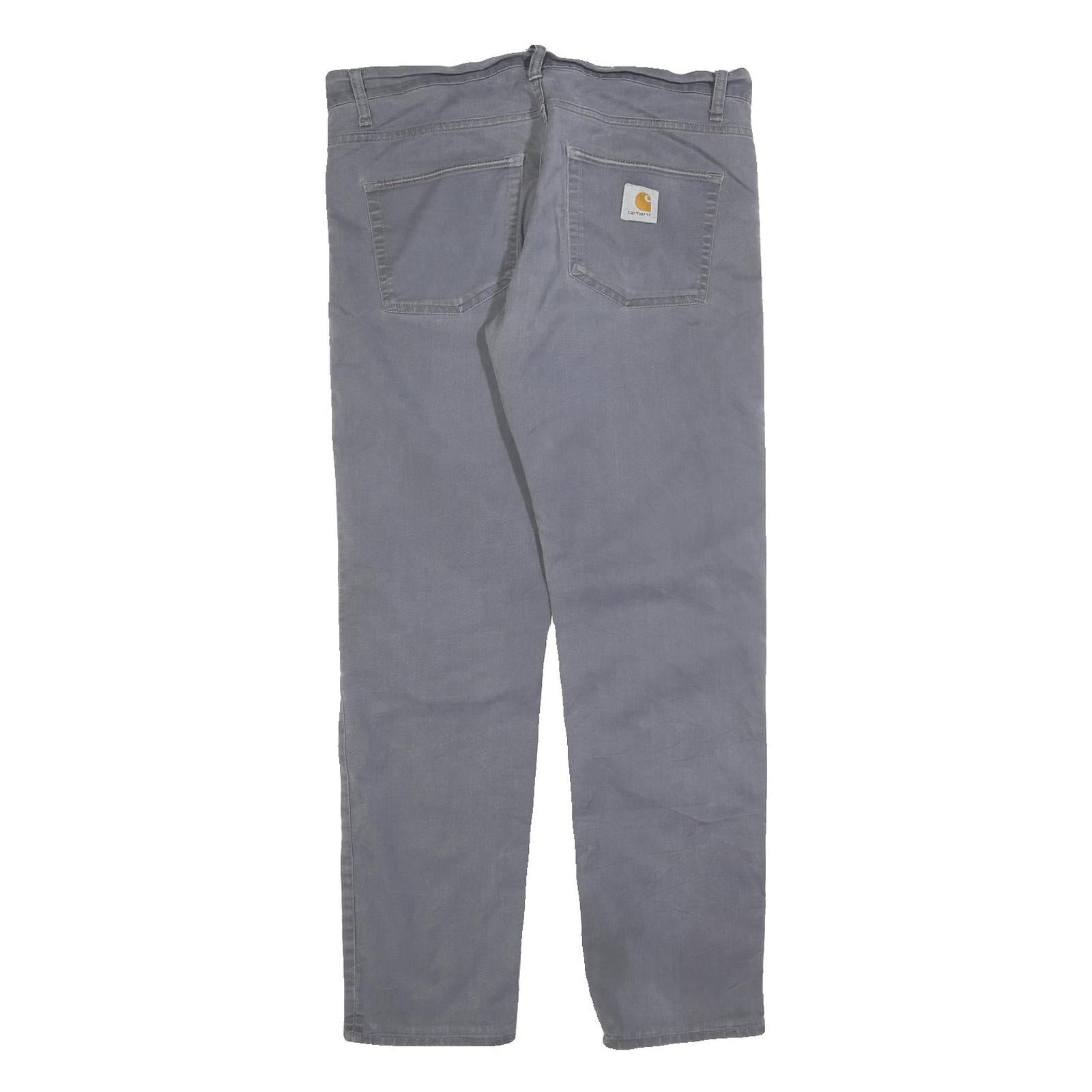 CARHARTT Mens Cotton Grey Slim Straight Trousers W34 L32 Casual Workwear Zip