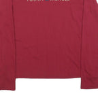 TOMMY HILFIGER Womens Red Long Sleeve Crew Neck T-Shirt XS Cotton Blend Logo