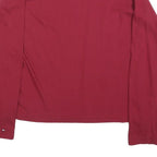 TOMMY HILFIGER Womens Red Long Sleeve Crew Neck T-Shirt XS Cotton Blend Logo