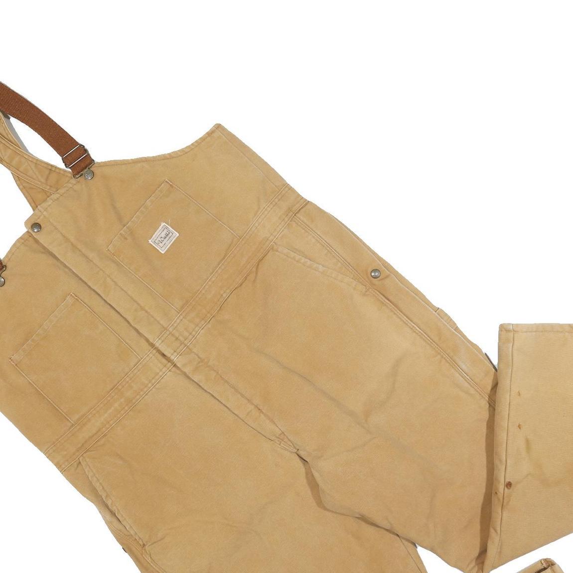 WALLS Mens Beige Cotton Blend Dungarees Relaxed Fit XL W46 L28 Workwear Utility