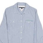 TOMMY HILFIGER Womens Blue Shirt L Cotton Blend Casual Button-Up Double Pocket