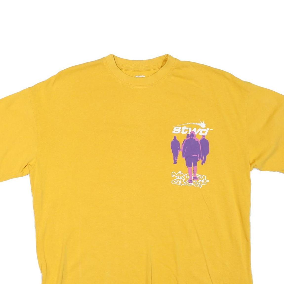 STWD Mens Yellow Graphic T-Shirt M Short Sleeve Crew Neck Casual Cotton Blend