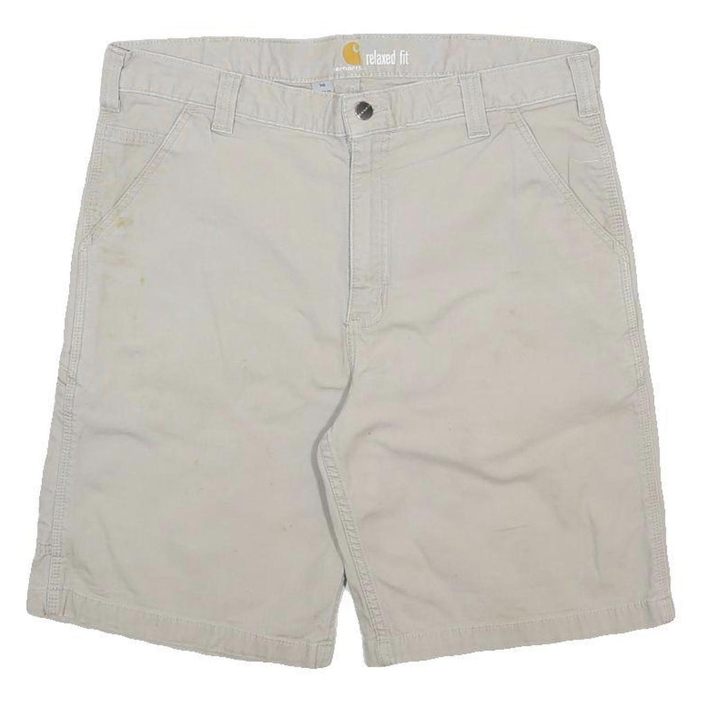 CARHARTT Mens Shorts Beige Casual L W36 Relaxed Fit Durable Cotton Blend
