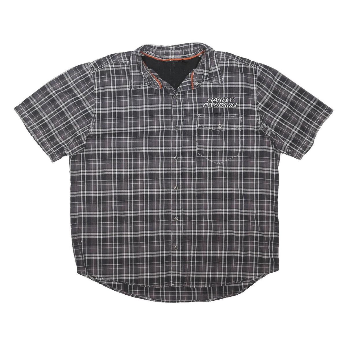 HARLEY DAVIDSON Mens Black & Grey Check Shirt 2XL Cotton Blend Casual Casual