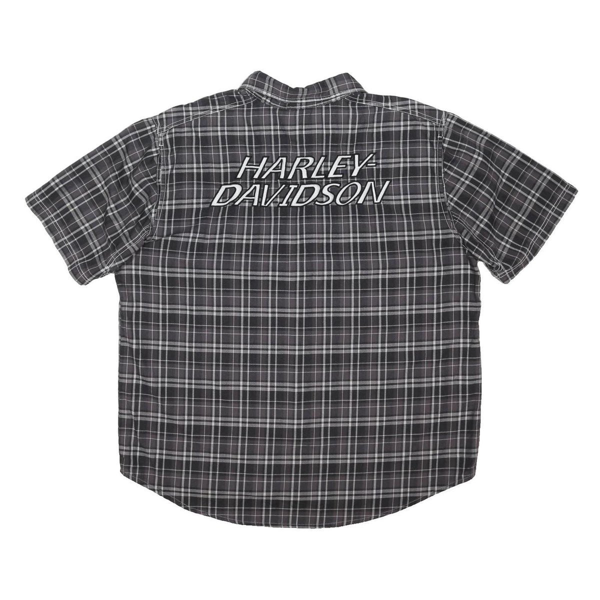 HARLEY DAVIDSON Mens Black & Grey Check Shirt 2XL Cotton Blend Casual Casual
