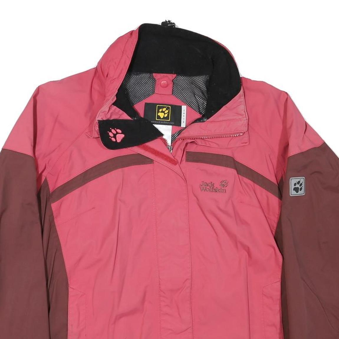 JACK WOLFSKIN Womens Pink & Brown Outdoor Jacket UK 16 Polyester Blend Sport Zip