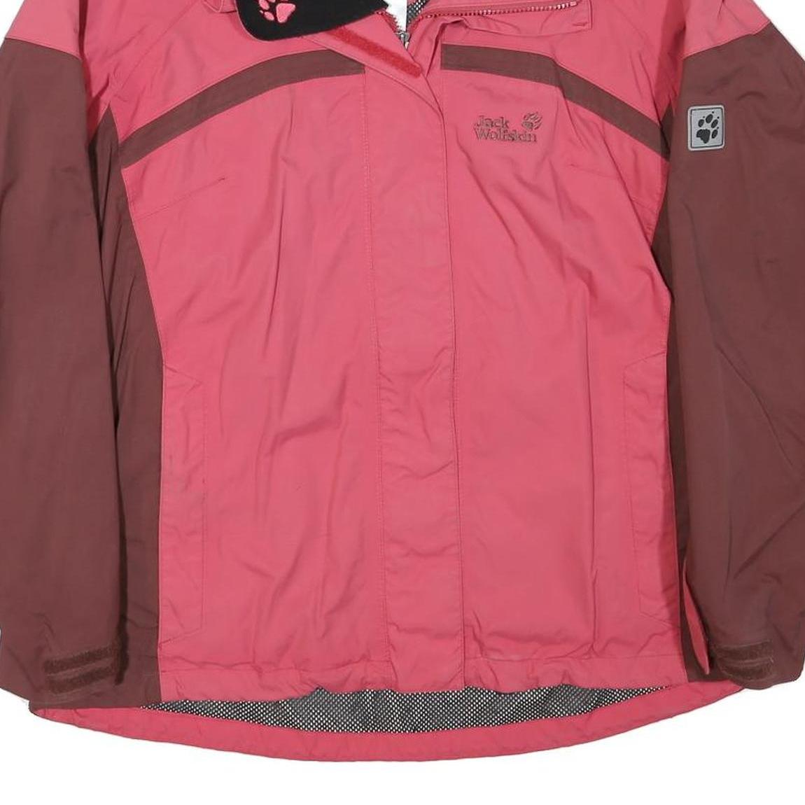 JACK WOLFSKIN Womens Pink & Brown Outdoor Jacket UK 16 Polyester Blend Sport Zip