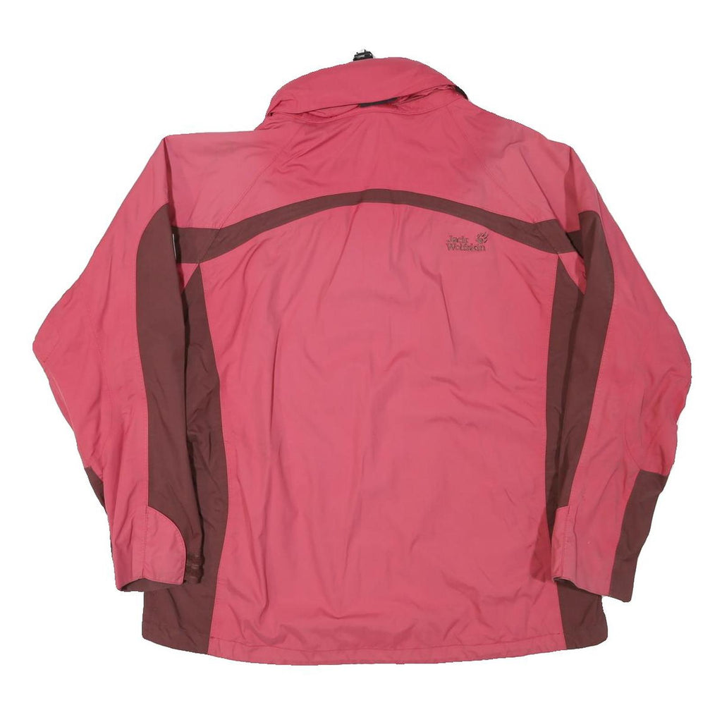 JACK WOLFSKIN Womens Pink & Brown Outdoor Jacket UK 16 Polyester Blend Sport Zip