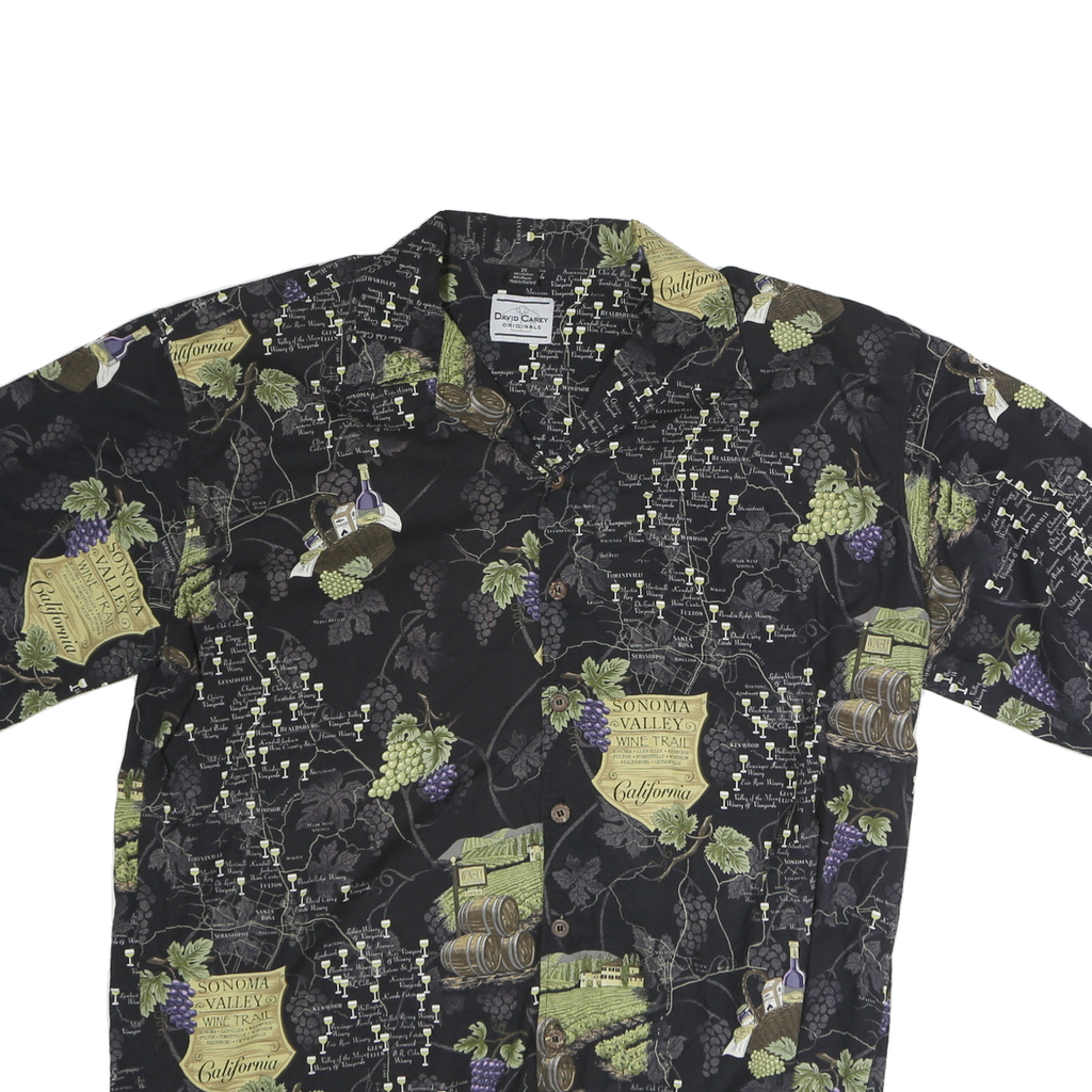 DAVID CAREY Mens Black Sonoma Valley Wine Trail Cotton Shirt 2XL