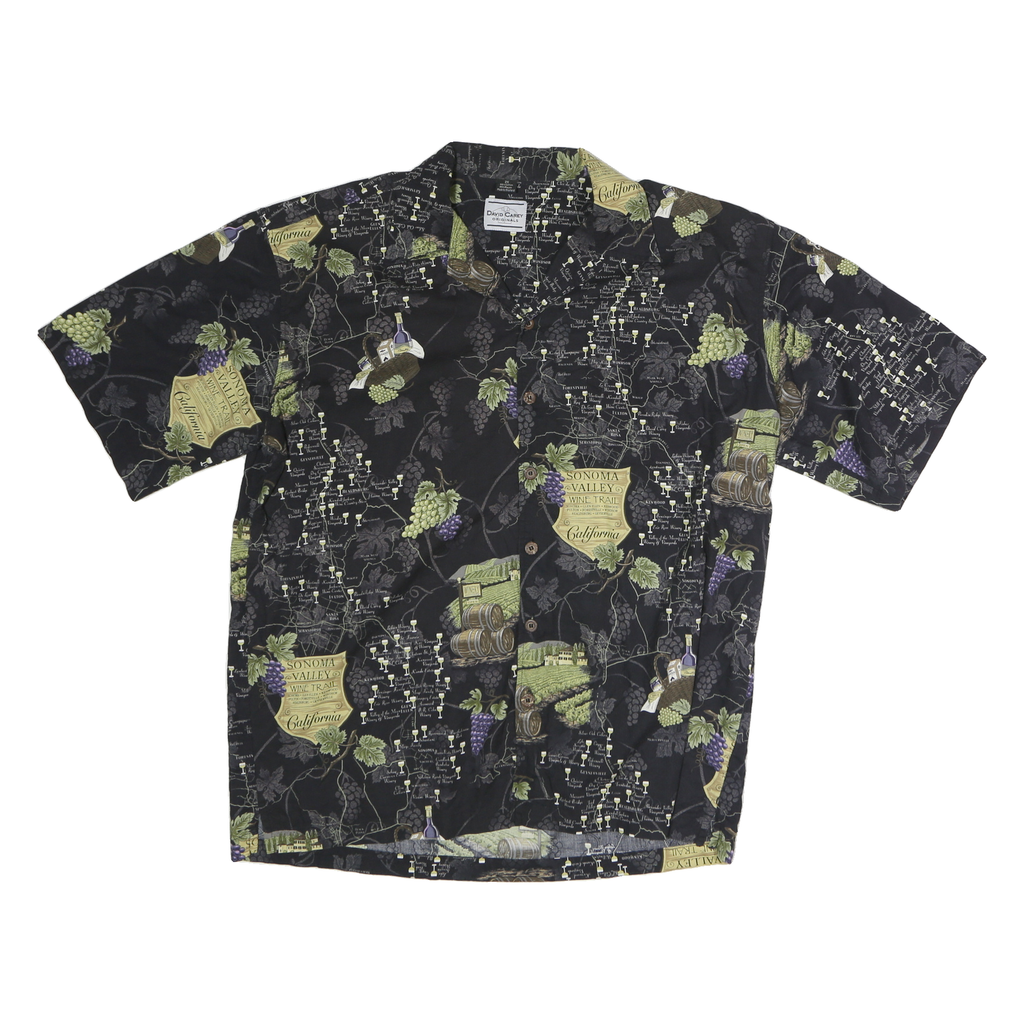 DAVID CAREY Mens Black Sonoma Valley Wine Trail Cotton Shirt 2XL