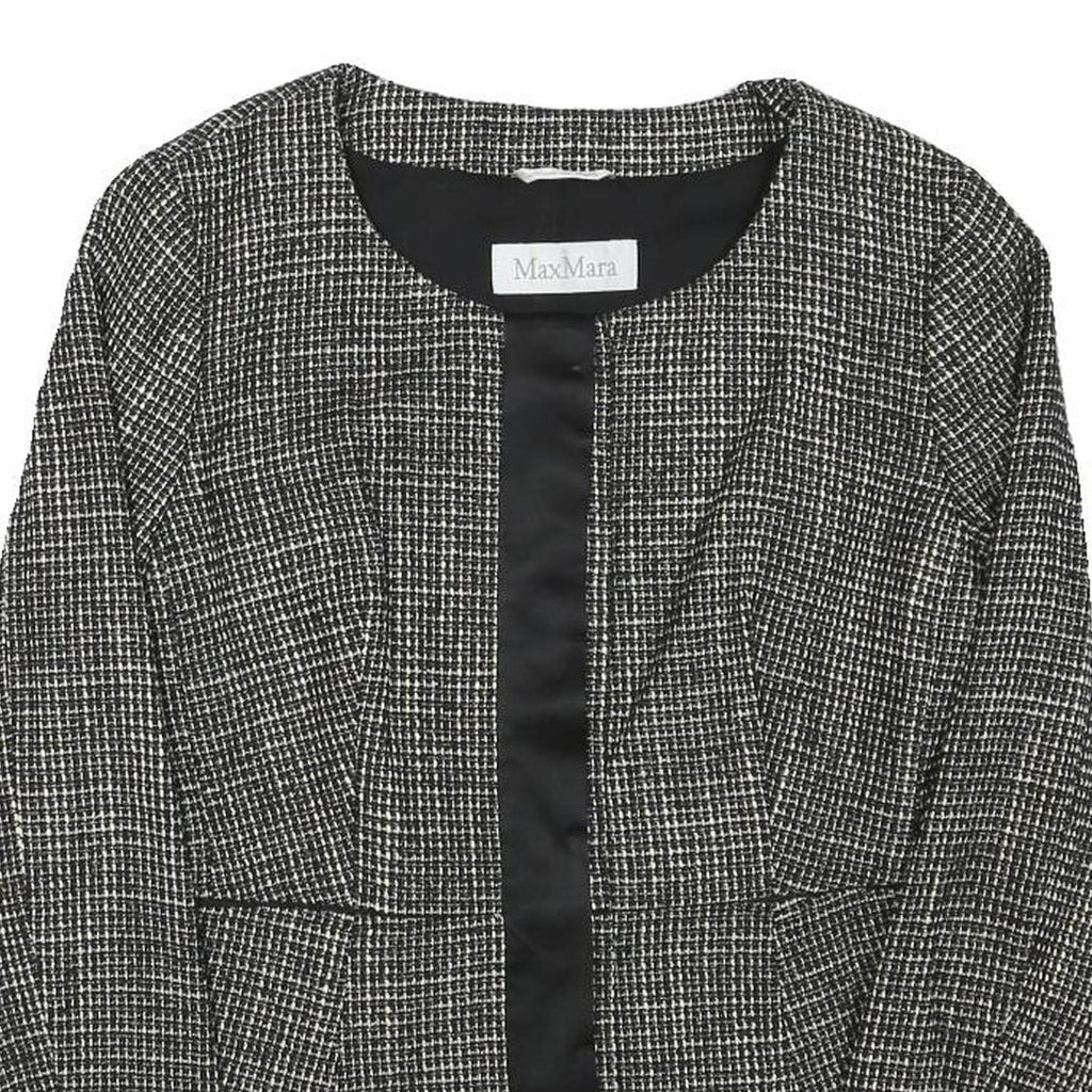 MAX MARA Womens Black White Wool Blend Tweed Jacket S Button Closure Classic