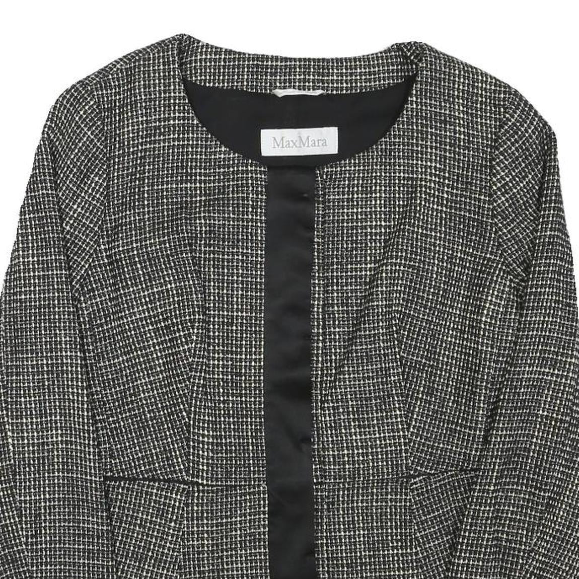 MAX MARA Womens Black White Wool Blend Tweed Jacket S Button Closure Classic