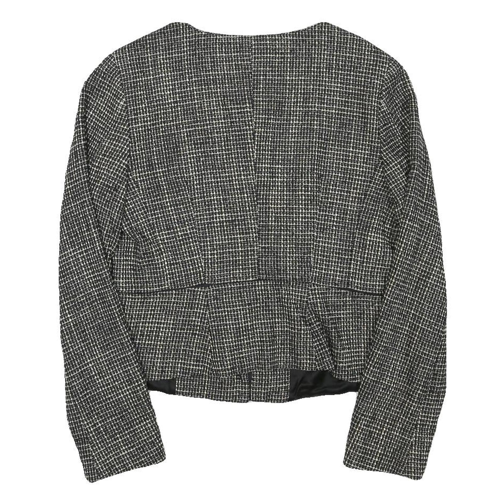 MAX MARA Womens Black White Wool Blend Tweed Jacket S Button Closure Classic