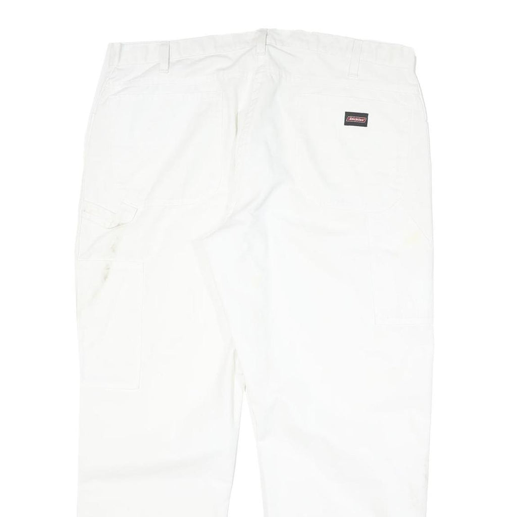 DICKIES Mens Cotton Blend White Regular Straight Trousers W37 L29 Workwear Zip