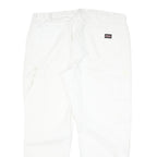 DICKIES Mens Cotton Blend White Regular Straight Trousers W37 L29 Workwear Zip